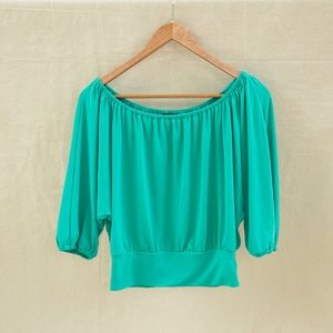 On or off shoulder turquoise blouse from express